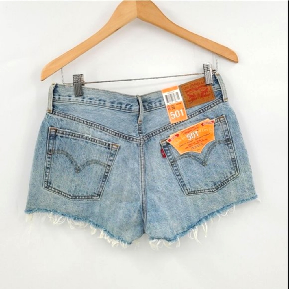 Levi's Light Blue Denim 501 High-Rise Cutoff Jean Shorts